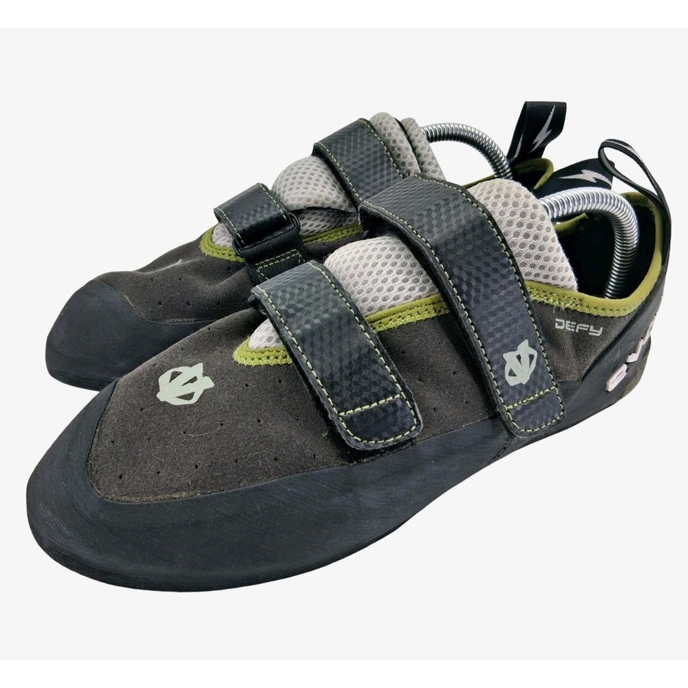 Evolv Defy Climbing Shoes Mens 11.5 EU 45 Gray Black Trax Rubber Bouldering
